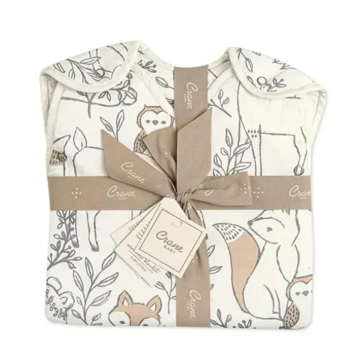 Guindaste Bebê Ezra Woodland Animals Cobertor Vestível de Algodão 0-9Mo