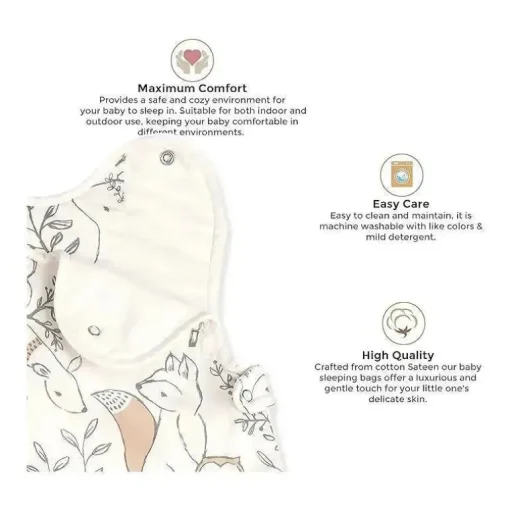 Guindaste Bebê Ezra Woodland Animals Cobertor Vestível de Algodão 0-9Mo