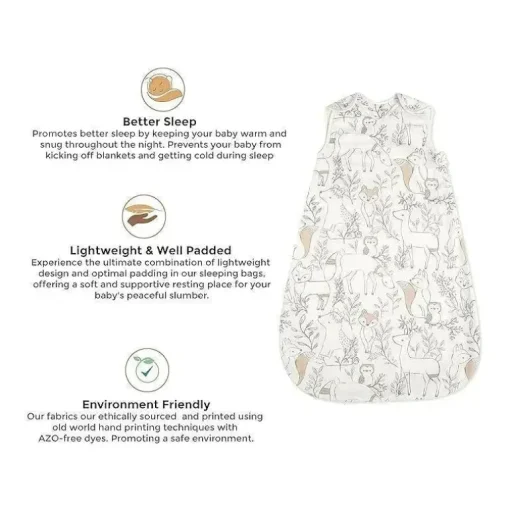 Guindaste Bebê Ezra Woodland Animals Cobertor Vestível de Algodão 0-9Mo