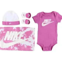 Haddad - Conjunto de cobertores Nike Wash Pack 4 peças meias infantis, rosa