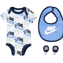 Haddad - Nike Bodysuit Bib Booties 3 Pc Hosiery Little Kids, Branco/Azul