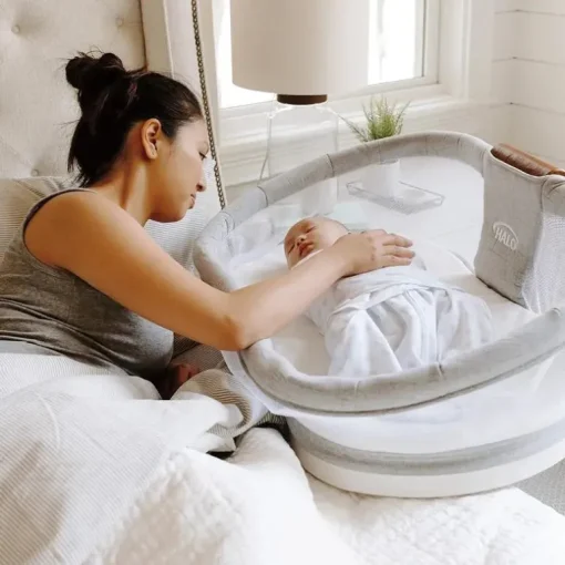 Halo - Berço Vibratório Série Luxe Dormitório Giratório, Dove Cinza