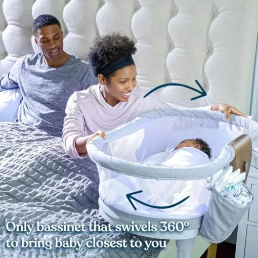 Halo - Berço Vibratório Série Luxe Dormitório Giratório, Dove Cinza