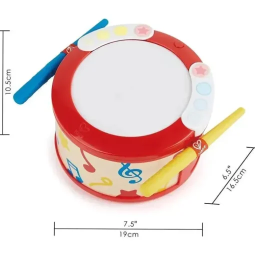 Hape - Bateria infantil eletrônica com luzes e reprodução guiada