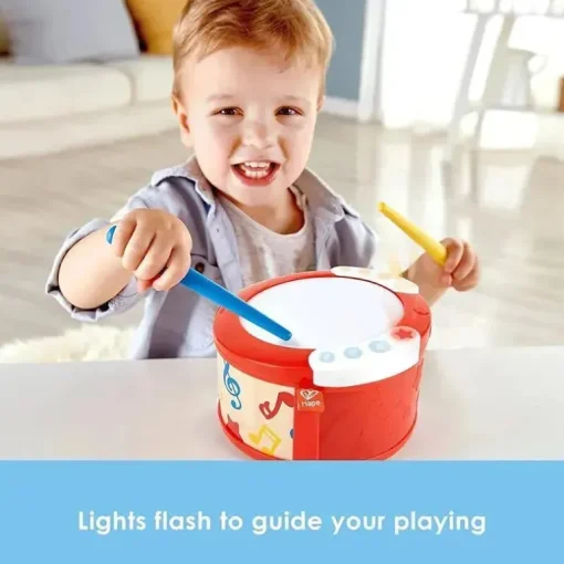 Hape - Bateria infantil eletrônica com luzes e reprodução guiada