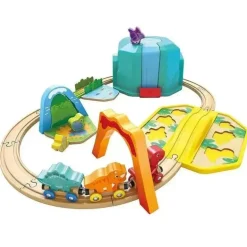 Hape - Conjunto de balde de trem de dinossauro