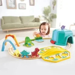 Hape - Conjunto de balde de trem de dinossauro