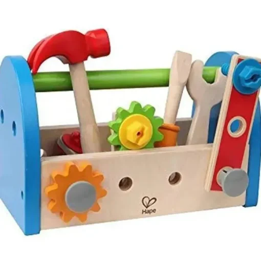Hape - Conserte a caixa de ferramentas de madeira infantil e o conjunto de acessórios