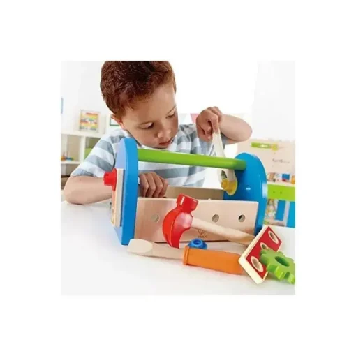 Hape - Conserte a caixa de ferramentas de madeira infantil e o conjunto de acessórios