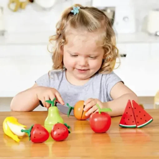 Hape - Corte Saudável de Madeira para Frutas Brincar com Faca Brincar