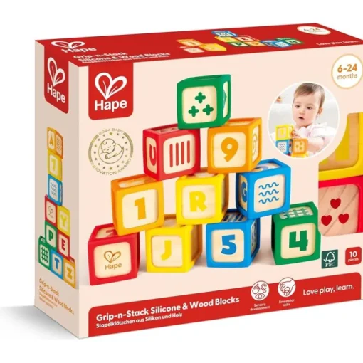 Hape - Grip-N-Stack Silicone & Wood Blocks