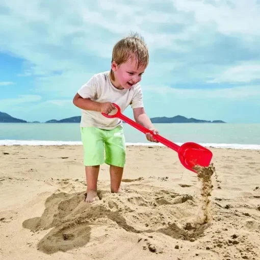 Hape - Pá de areia poderosa para praia e brinquedos para ferramentas de jardim, vermelho