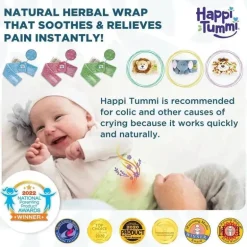 Happi Tummi - Envoltório de aromaterapia para alívio de cólicas e gases azuis para bebês