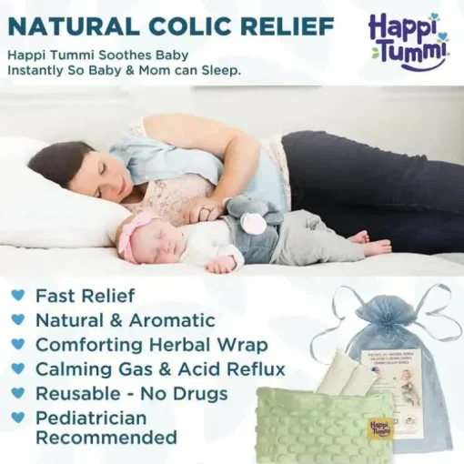 Happi Tummi - Envoltório de aromaterapia para alívio de cólicas e gases azuis para bebês