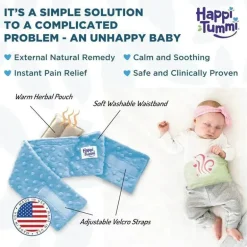 Happi Tummi - Envoltório de aromaterapia para alívio de cólicas e gases azuis para bebês