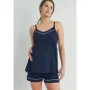 Hello Miz – Conjunto de regata e shorts Cami para maternidade, azul marinho
