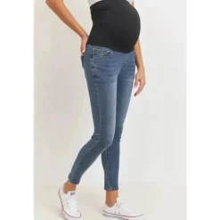 Hello Miz – Jeans skinny stretch para maternidade com elástico, jeans escuro