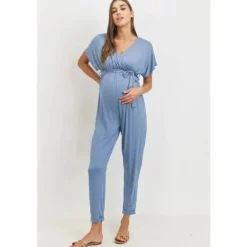 Hello Miz – Macacão de corrida para maternidade com manga quimono, jeans