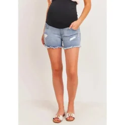 Hello Miz - Shorts jeans jeans para maternidade, jeans claro