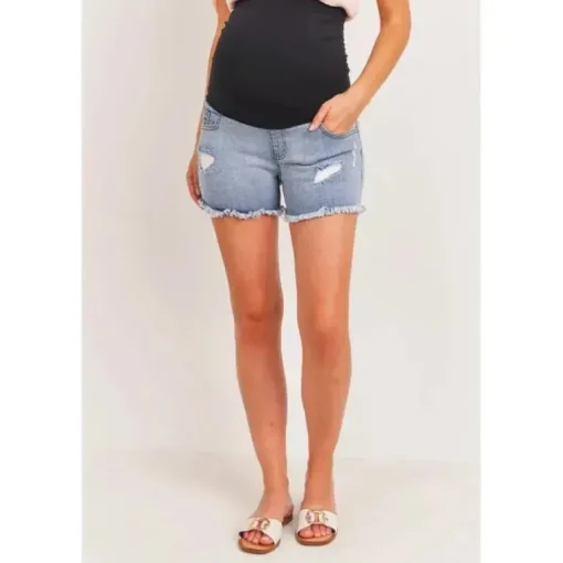 Hello Miz - Shorts jeans jeans para maternidade, jeans claro