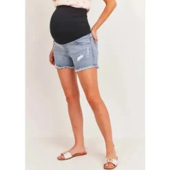 Hello Miz - Shorts jeans jeans para maternidade, jeans claro