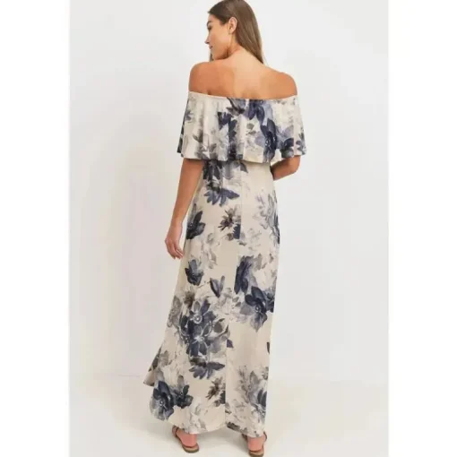 Hello Miz - Vestido de maternidade com babados e ombros largos, taupe