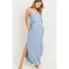 Hello Miz - Vestido Maxi de Enfermagem para Maternidade Sólido, Chambray