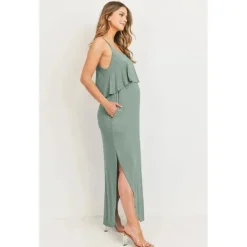 Hello Miz - Vestido Maxi de Enfermagem para Maternidade Solid, Sage