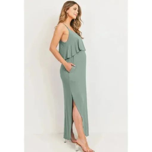 Hello Miz - Vestido Maxi de Enfermagem para Maternidade Solid, Sage