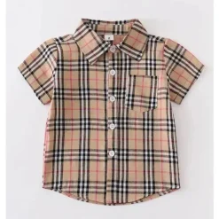 Honeydew - Camisa xadrez marrom bebê com botões para menino