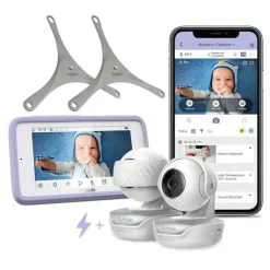 Hubble - Wi-Fi Nursery Pal Deluxe Twin 5 Smart Hd Baby Monitor com visualizador de tela sensível ao toque e câmeras duplas portáteis