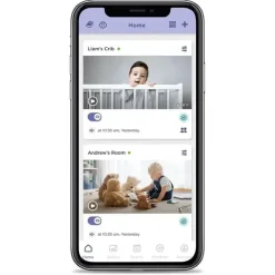Hubble - Wi-Fi Nursery Pal Deluxe Twin 5 Smart Hd Baby Monitor com visualizador de tela sensível ao toque e câmeras duplas portáteis