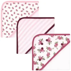 Hudson Baby - 3 unidades de toalhas de algodão unissex com capuz, floral quente