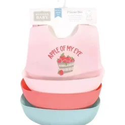 Hudson Baby - 3 unidades de babadores de silicone para bebês tamanho único maçã dos meus olhos