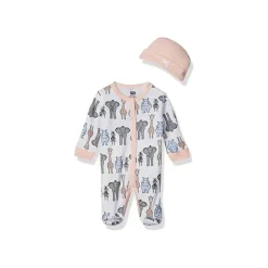 Hudson Baby - 2Pk Rosa Safari Bebê Prematuro Dormir e Brincar e Boné