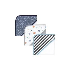 Hudson Baby - 3Pk Space Baby algodão rico toalhas com capuz