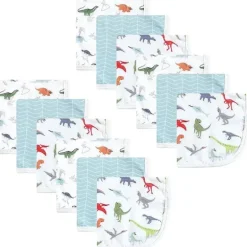 Hudson Baby - Toalhas de banho de musselina de algodão Dino Baby 12 unidades