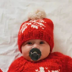 Huggalugs - Snowflake Red Beanie Hat For Baby & Kids