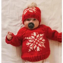 Huggalugs - Snowflake Red Crew Neck Sweater For Baby & Toddler