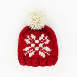 Huggalugs - Snowflake Red Beanie Hat For Baby & Kids