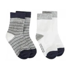 Hugo Boss - Pacote de 2 meias, branco/cinza, tamanho 17