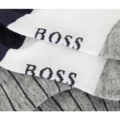 Hugo Boss - Pacote de 2 meias, branco/cinza, tamanho 17