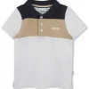 Hugo Boss Baby - Boy Colorblock Short Sleeve Polo White, Beige And Navy