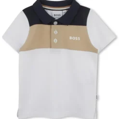 Hugo Boss Baby - Boy Colorblock Short Sleeve Polo White, Beige And Navy