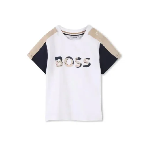Hugo Boss Baby - Boy Logo Short Sleeve Tee And Shorts, White & Beige