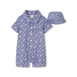 Hugo Boss Baby - Boy Short All In One & Bucket Hat, Blue