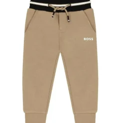 Hugo Boss Baby - Calças de moletom com logo bege para meninos mais novos