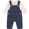 Hugo Boss Baby - Camiseta de manga comprida, macacão e conjunto de cobertor, jeans/rosa