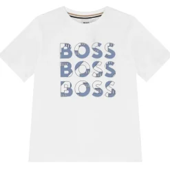 Hugo Boss Baby - Camiseta de manga comprida estampada com vários logotipos, branca