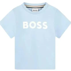 Hugo Boss Baby - Camiseta básica com logo e manga curta, azul